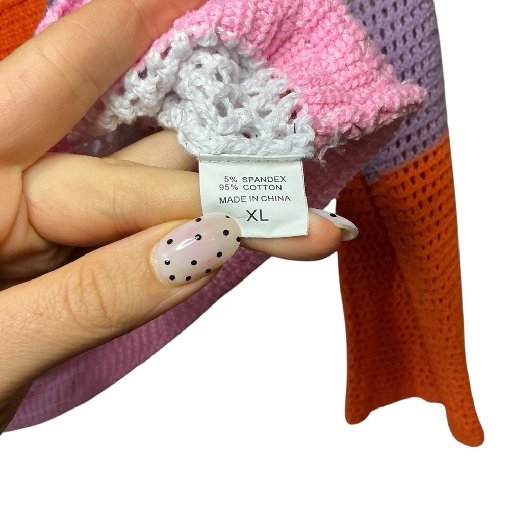Colorful Patchwork Crochet Sweater - Picture 3 of 4